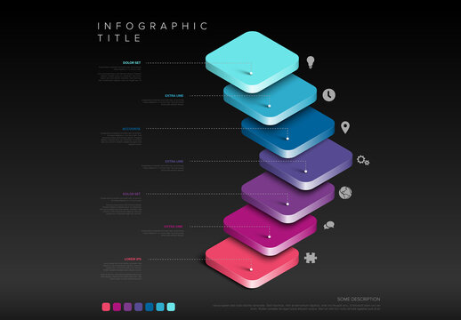 Multilayered 3D Infographic Design Template with Steps and Icons