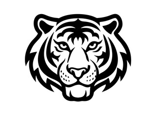 Black and others  tiger head logo against white  background . Simple, bold graphic of a tiger's head in orange outline against a white  background.