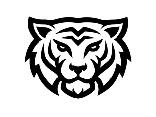 Black and others  tiger head logo against white  background . Simple, bold graphic of a tiger's head in orange outline against a white  background.