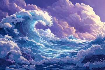 big wave ocean 3d by generative ai