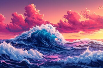big wave ocean 3d by generative ai
