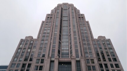 Fototapeta premium Tall Modern Office Building with Unique Architecture Against Sky