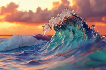 big wave ocean 3d by generative ai
