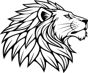 Obraz premium Lion Head Outline Vector vector and transparent