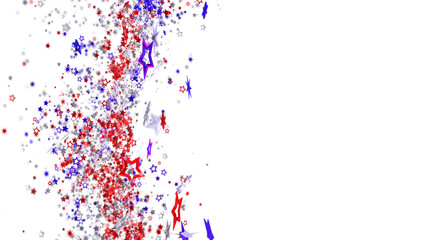 Celebrate with this festive image! Red, white, and blue stars burst across a white background. Perfect for 4th of July or other patriotic events.