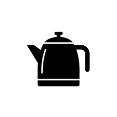 Obraz premium Kettle Silhouette Icon, Minimalist Black Graphic, Symbol for In-Room Kettle, Hotel Amenity Feature, Travel Booking Use