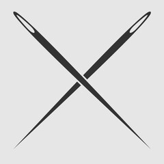 Two sewing needles crossed. Vector illustration