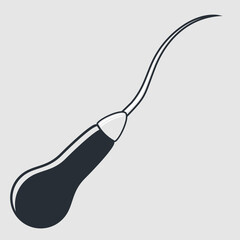 Curved Leather Awl with Handle. Vector illustration
