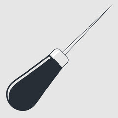 Awl. Leather Punching tool for DIY handmade projects. Vector illustration