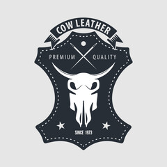Leather craft, Cow leather logo design. Vector illustration