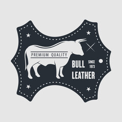 Leather craft, Bull leather logo design. Vector illustration