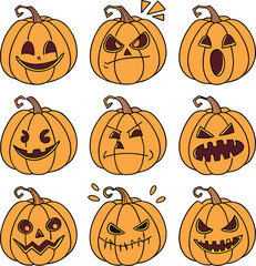 set of halloween pumpkins