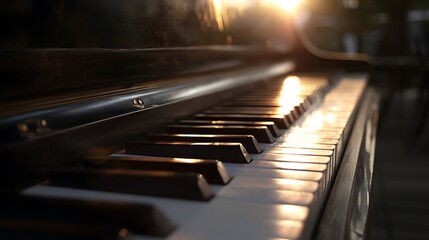 close up of beautiful black piano