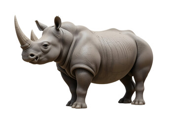 Obraz premium White Rhinoceros Standing Isolated on Transparent Background