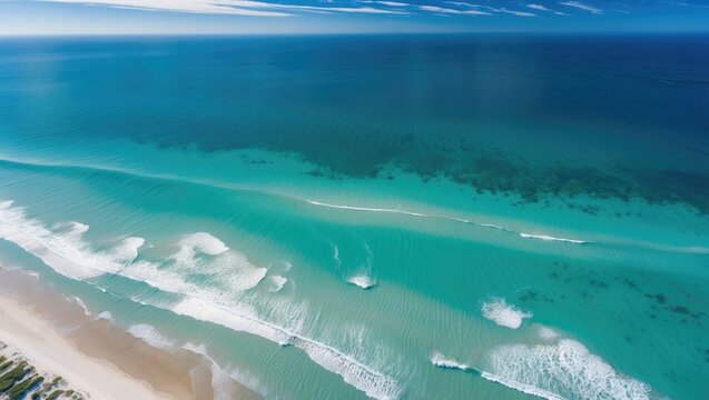 Amazing aerial view of sea beach with wave turquoise water and natural landscape
