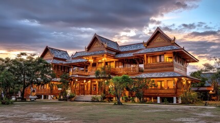 Traditional Thai Wooden House with Stunning Architectural Details