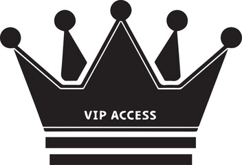 Black Crown VIP Access Logo with Black Background Minimal Design