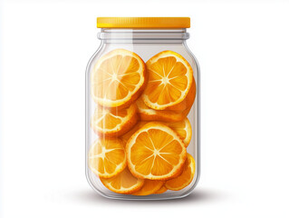 Glass jar filled with sliced oranges preserving freshness and vitamins