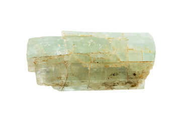 raw green beryl crystal mineral isolated on white