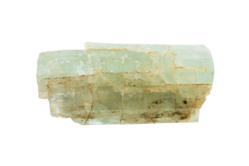 raw green beryl crystal mineral isolated on white