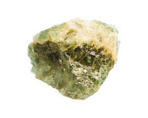 raw green beryl mineral isolated on white