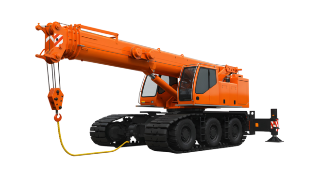 Orange Tracked Crane on Black Background
