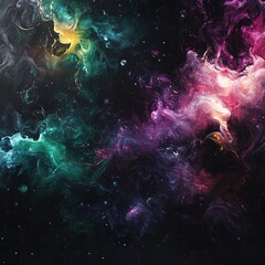 Colorful Abstract Nebula In Deep Space