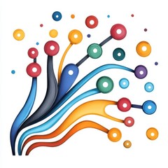 Abstract Colorful Flowing Lines and Spheres Illustration