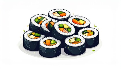 Colorful Pixel Art Sushi Rolls