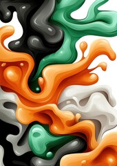 Abstract Colorful Paint Splashes on White Background