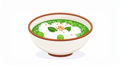 Pixel Art Green Dessert In White Bowl