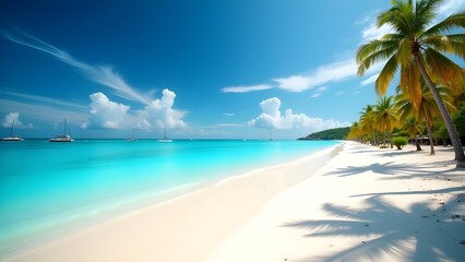Exotic Island Beach with Crystal Waters and Palms