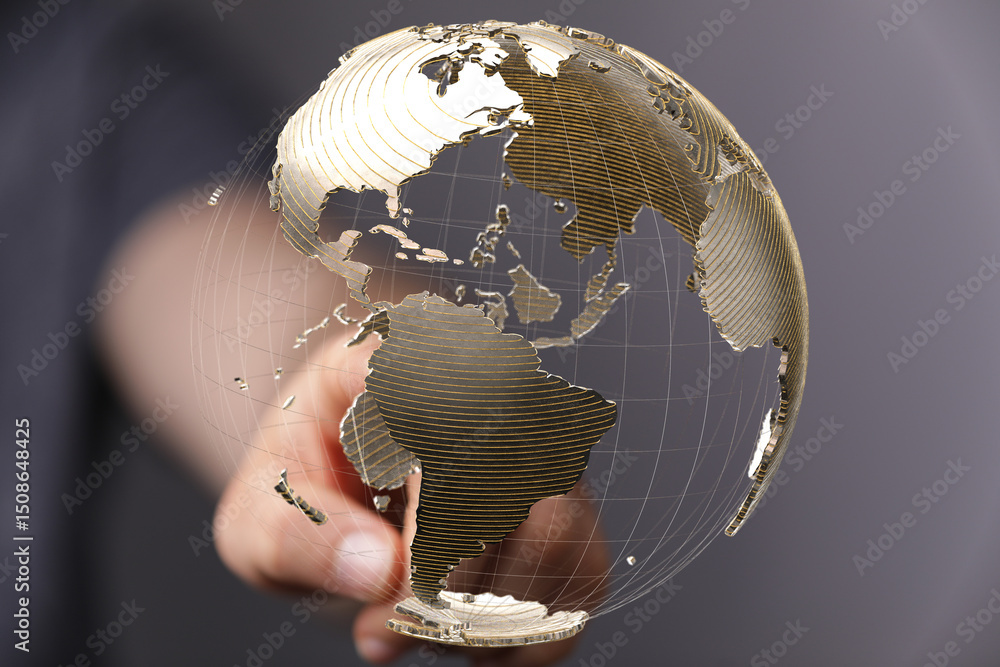 Leinwandbilder abstract image of a hand interacting with a digital globe, representing global connectivity and netw