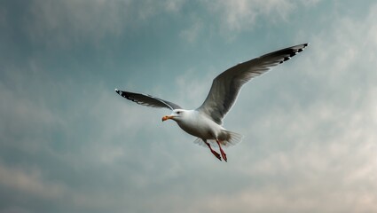 A Seagull Flying High In The Sky