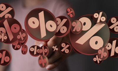 Abstract image of percentage symbols, ideal for finance, banking, or sales marketing.