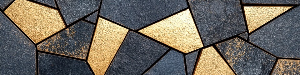 Abstract Gold and Gray Geometric Mosaic Pattern