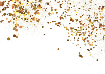 Golden Confetti Falling on Black Background