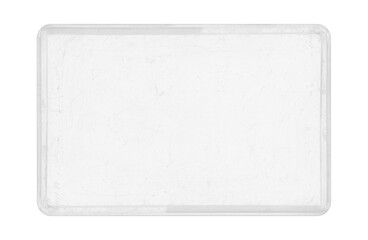 Old cartridge tape case on black background. Isolated game transparent mockup. Clean cover box...