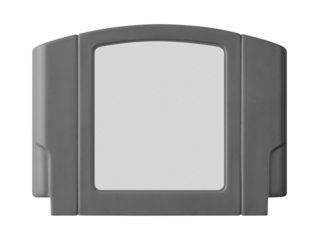 Old cartridge tape case on black background. Isolated game transparent mockup. Clean cover box template.
