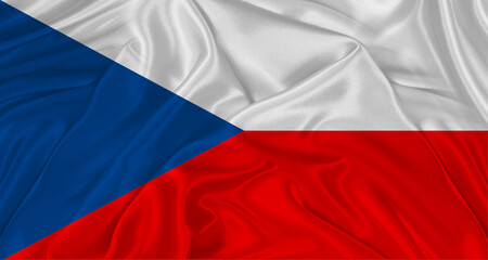 Flag of Czech Republic with cloth texture. Close up of Czech Republic flag waving