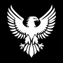 Fototapeta premium Majestic White Eagle Silhouette on Black Background