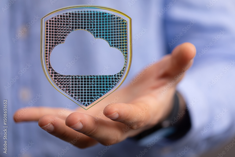 Poster safeguard your cloud data with robust security measures. high-tech protection.
