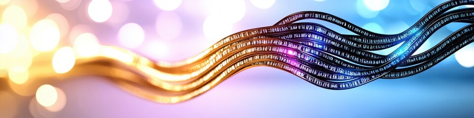 Abstract Luminous Strands Flowing Dynamically Through Bokeh