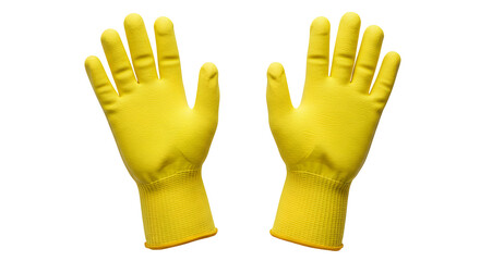 Pair of Yellow Knit Work Gloves on Black Background