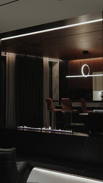 Explore the elegance of Modern Interior Design characterized by sleek lines and warm tones. Vertical video