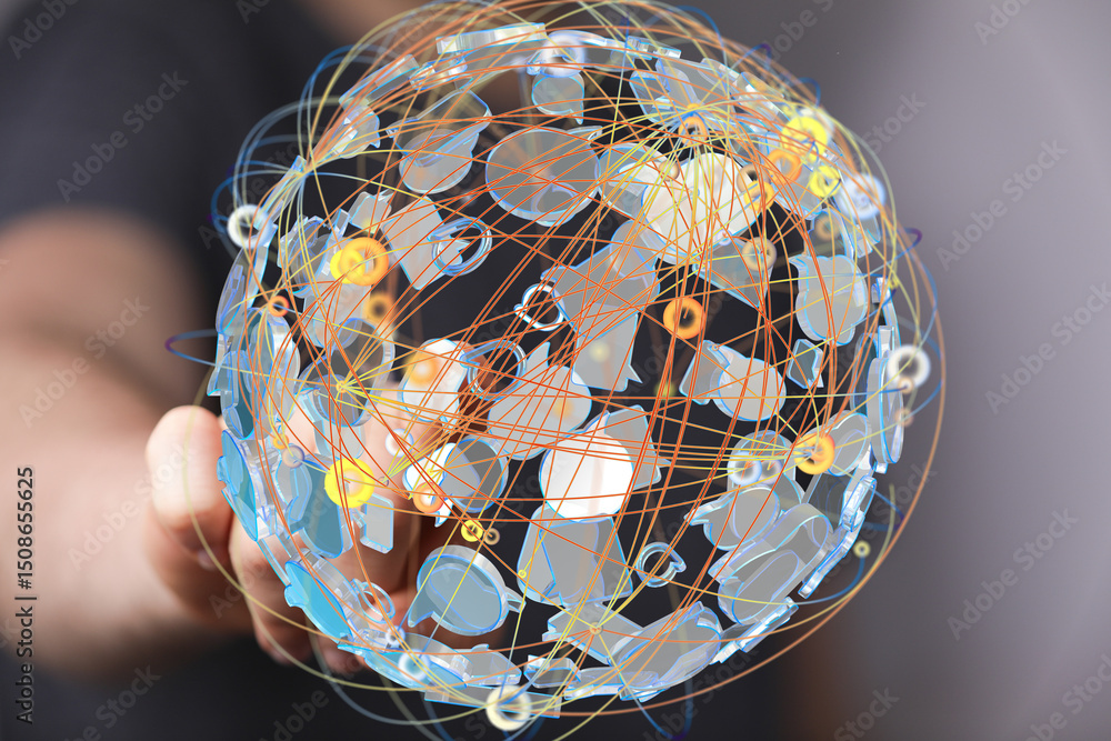 Aufkleber abstract image of a global network, representing digital connections and communication.
