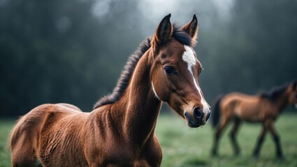 Obraz premium A beautiful shot of a lil foal.