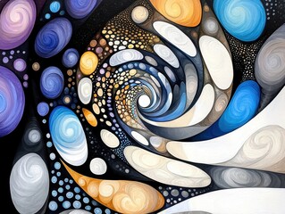 Abstract Swirling Vortex of Colorful Organic Shapes and Patterns