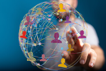 Image of a global network with interconnected people, symbolizing communication and collaboration.