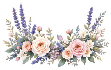 Pastel Pink And Purple Roses And Lavender Floral Arrangement